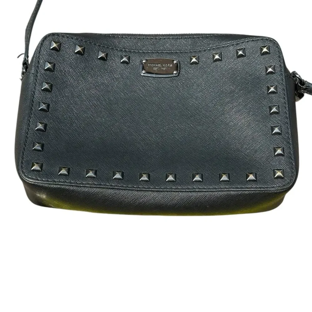 Michael Kors Sandrine East West Black Studded Crossbody Bag
